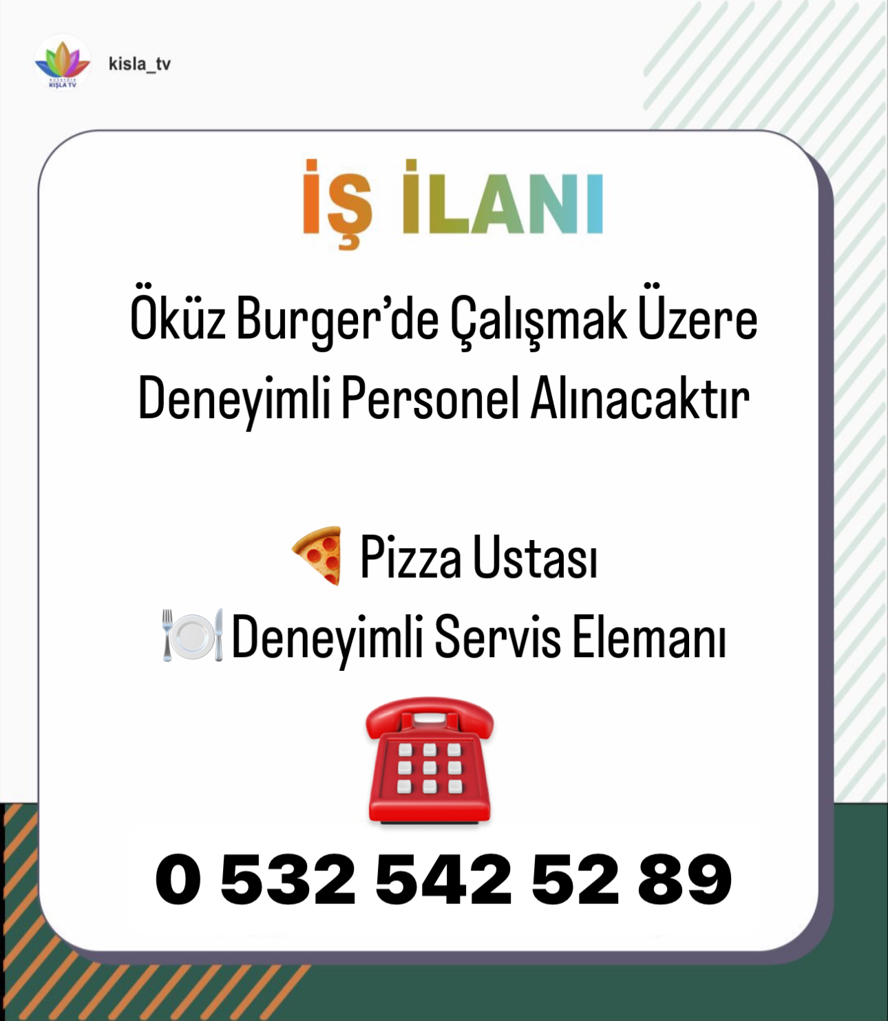 Öküzburger İşletmesinde Çalışacak Personel Aranıyor