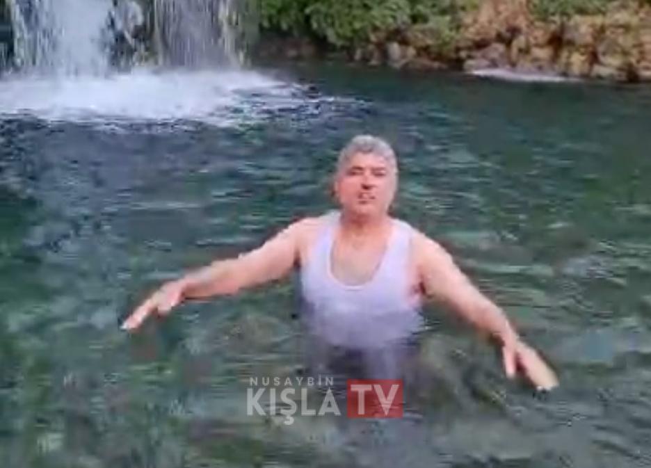 Kızıltepe’de Kış Ortasında Yaz Keyfi: Fenomen Hüsnü Kaptan Golâ Eyn Ebâso’da Yüzdü